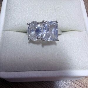 Sterling Forever Silver Women's Ring with Clear CZ Stones